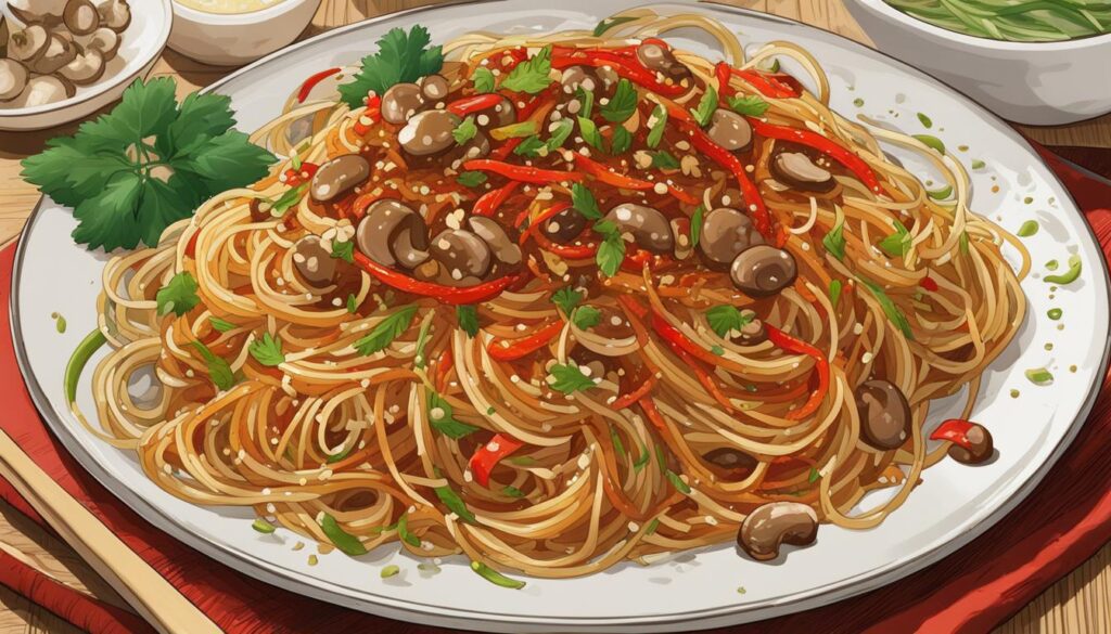 Japanese flavors in spaghetti aglio e olio