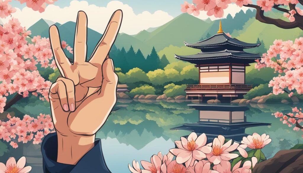 peace hand sign in Japan