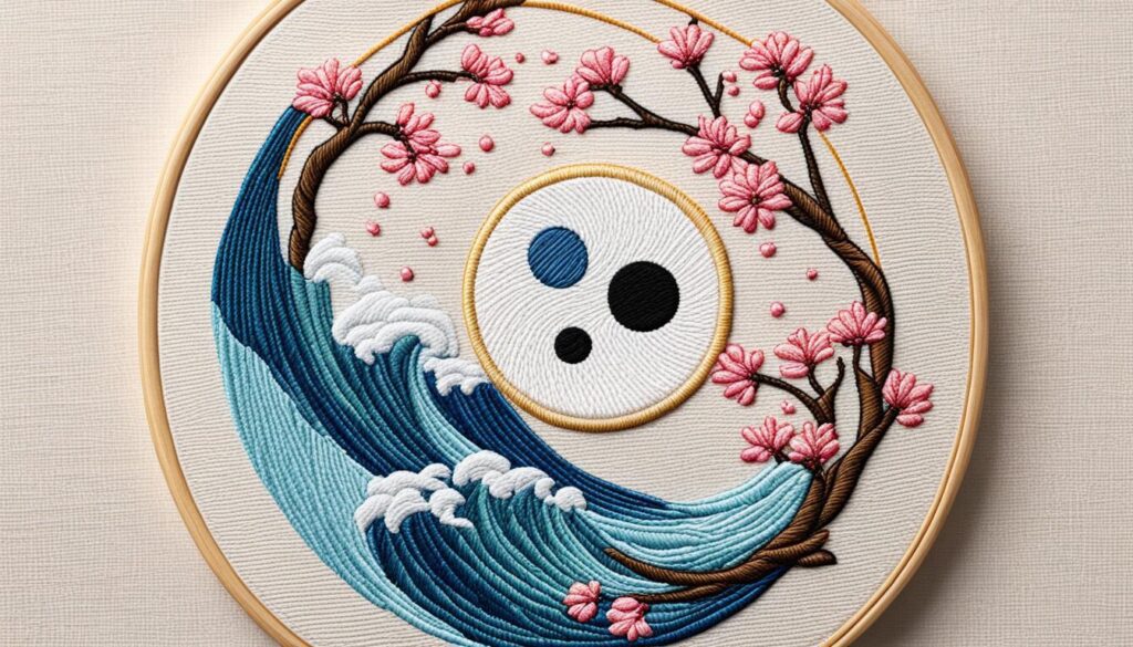 yin yang in Japanese embroidery